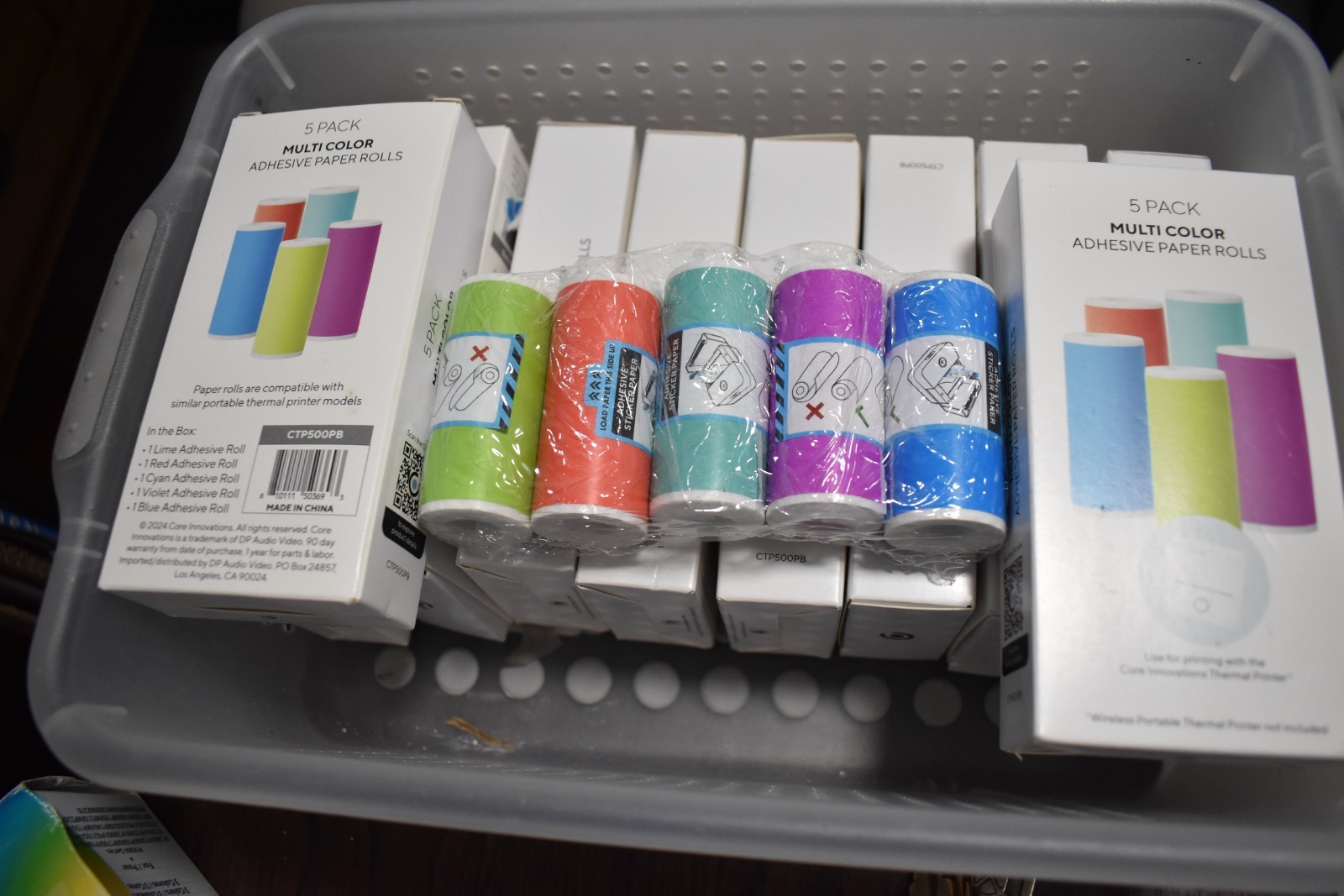 11 New Core Innovations 5 Packs Multi Color Adhesive Thermal Paper = 55 Rolls