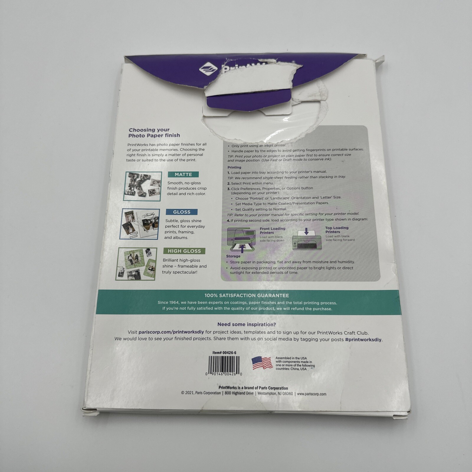 Printworks Matte Photo Paper for Inkjet Printers Printable on Both Sides 80ct