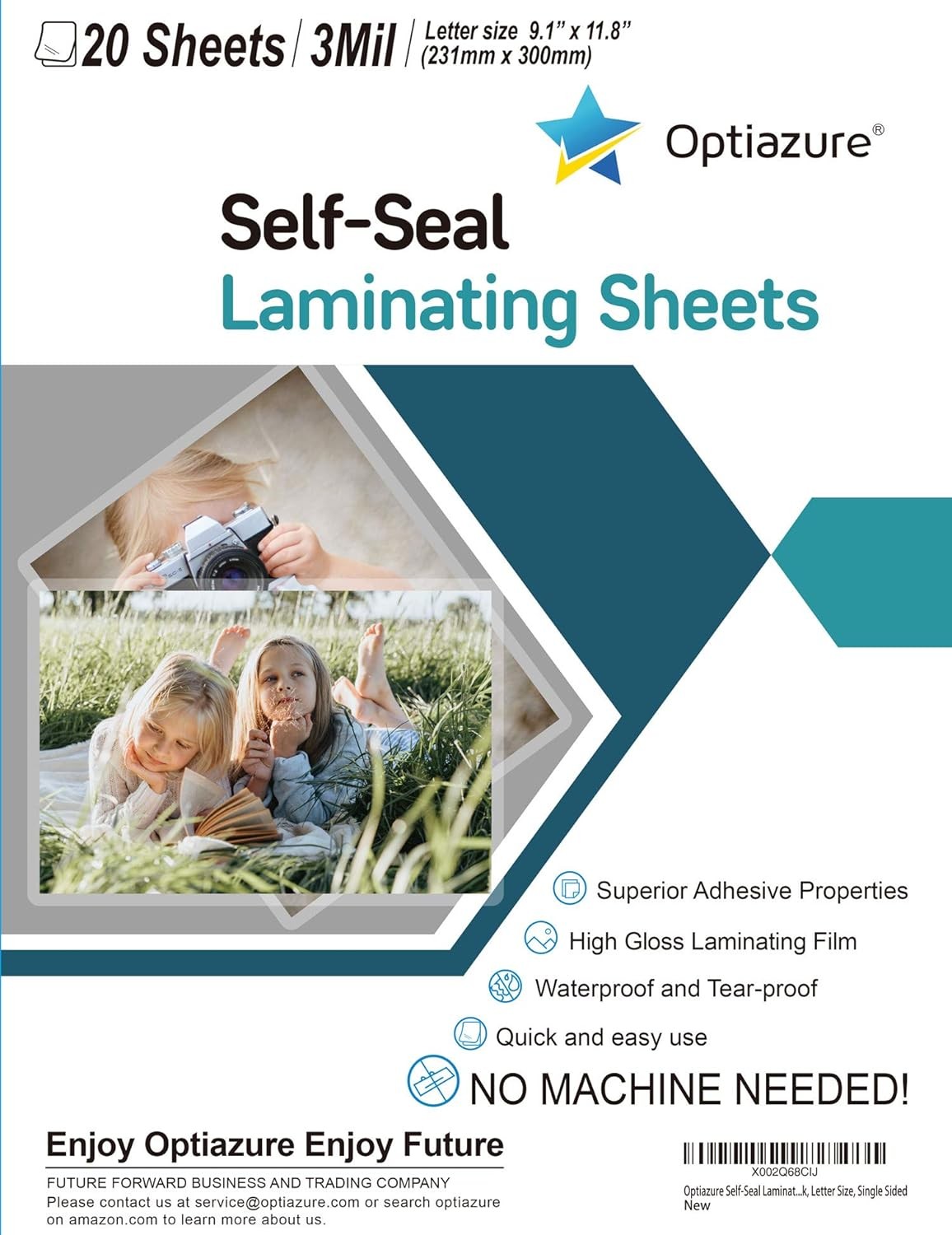 Self-Seal Laminating Sheets 9.1″x11.8″ Inches, 3mil 20Pack, Letter Size, Single