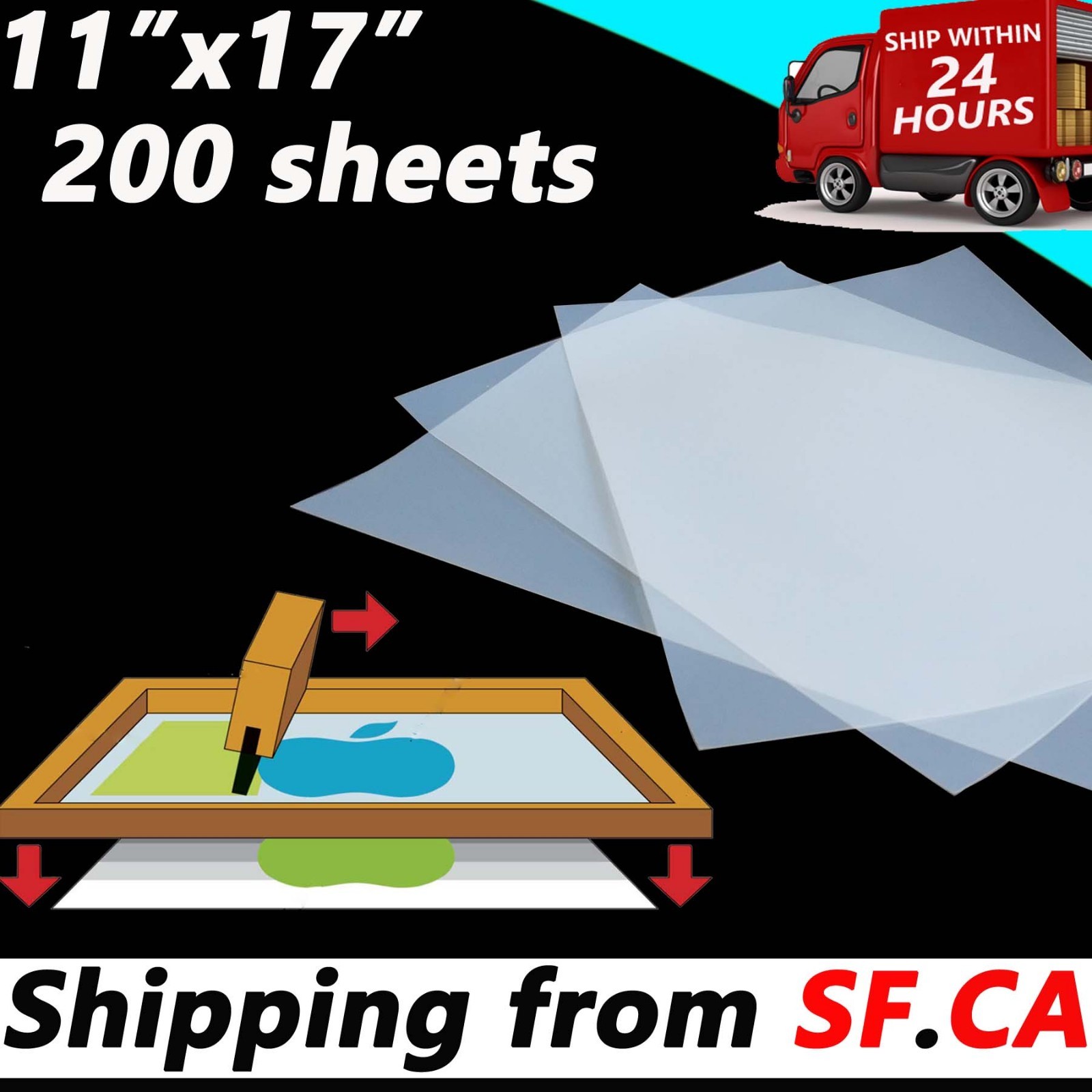 11″x17″,200 Sheets,Waterproof Screen Printing Transparency Inkjet Positive Film