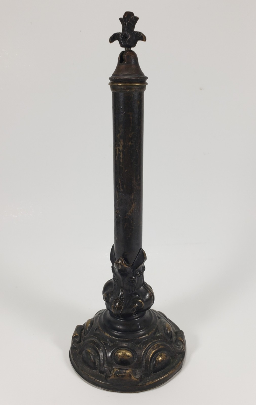 Antique English Victorian Face Screen Chimney Ornament Candleshade Bronze c.1850