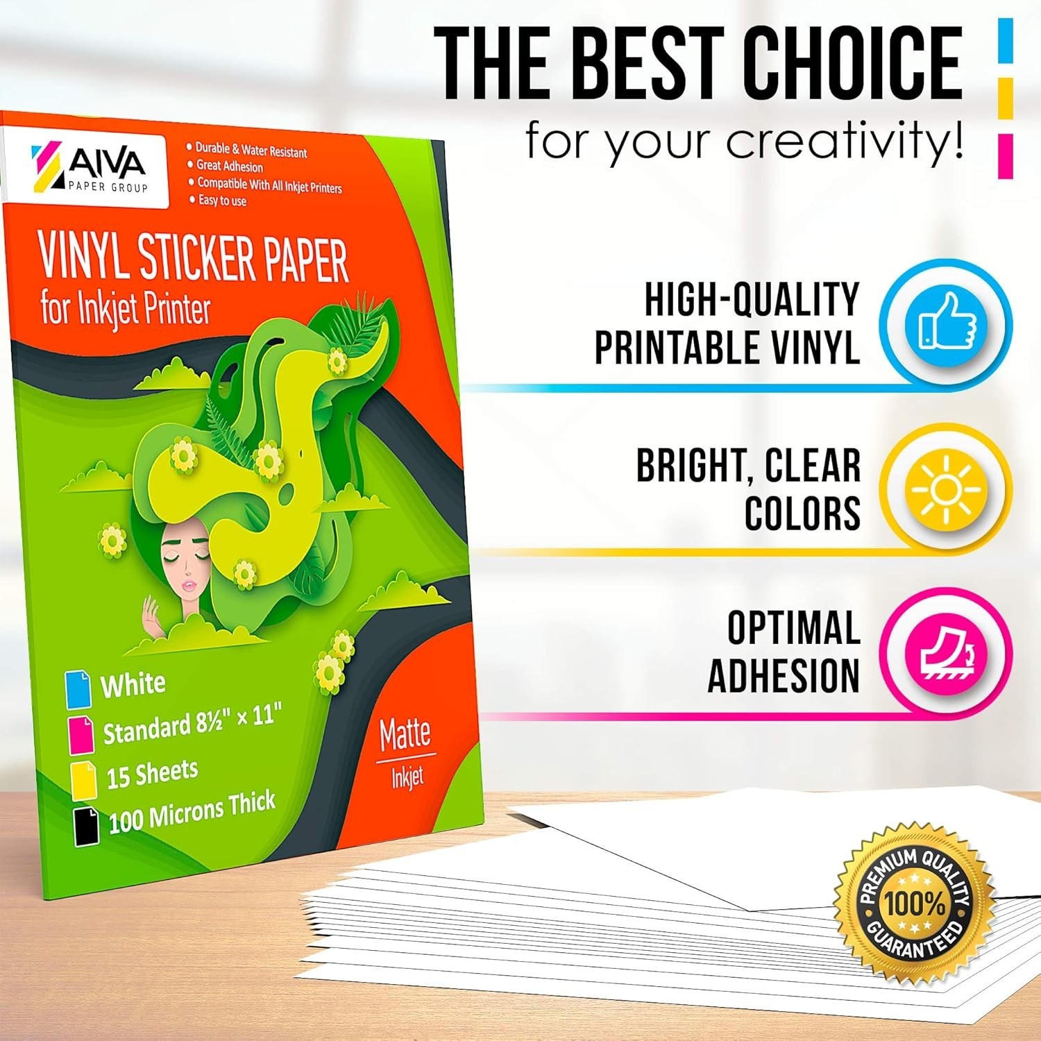 Printable Vinyl Sticker Paper for Inkjet Printer – Matte White – 15 Self-Adhe…