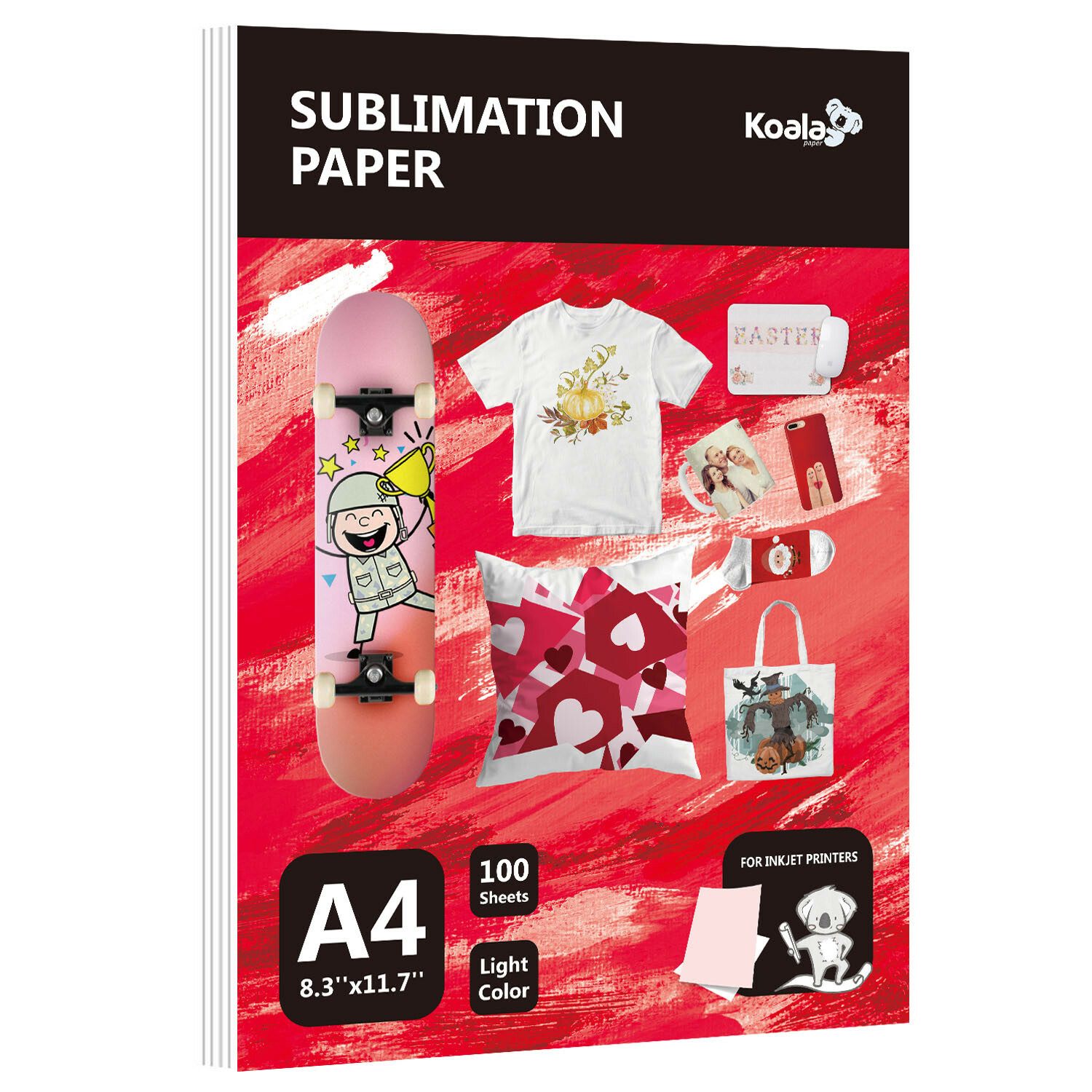 Koala Sublimation Paper 100 Sheets Inkjet Printer w/ Sublimation Ink A4 8.5×11
