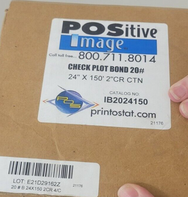 (4) Positive Image Check Plot Bond 20 # 24″x150′ 2″ CR CTN Rolls