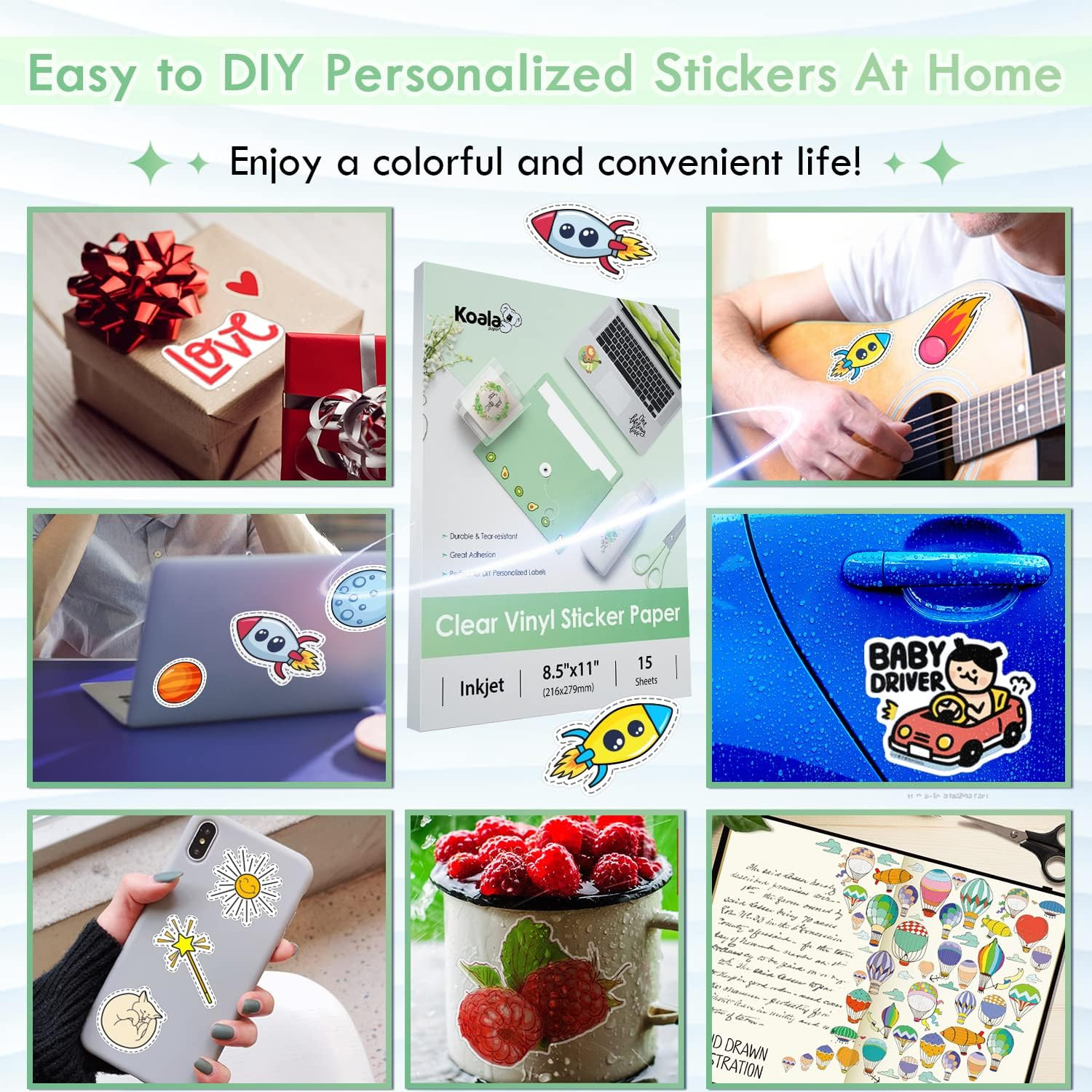 Printable Matte Vinyl Sticker Paper 50 Sheets 8.5X11 Inch for Inkjet Printers