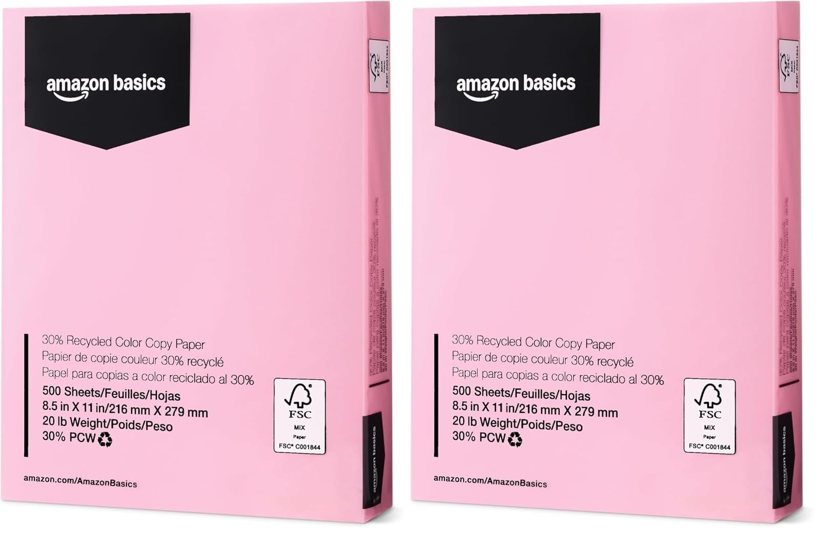 Amazon Basics 30% Recycled Color Copy Paper, 8.5″ x 11″, Pastel Canary