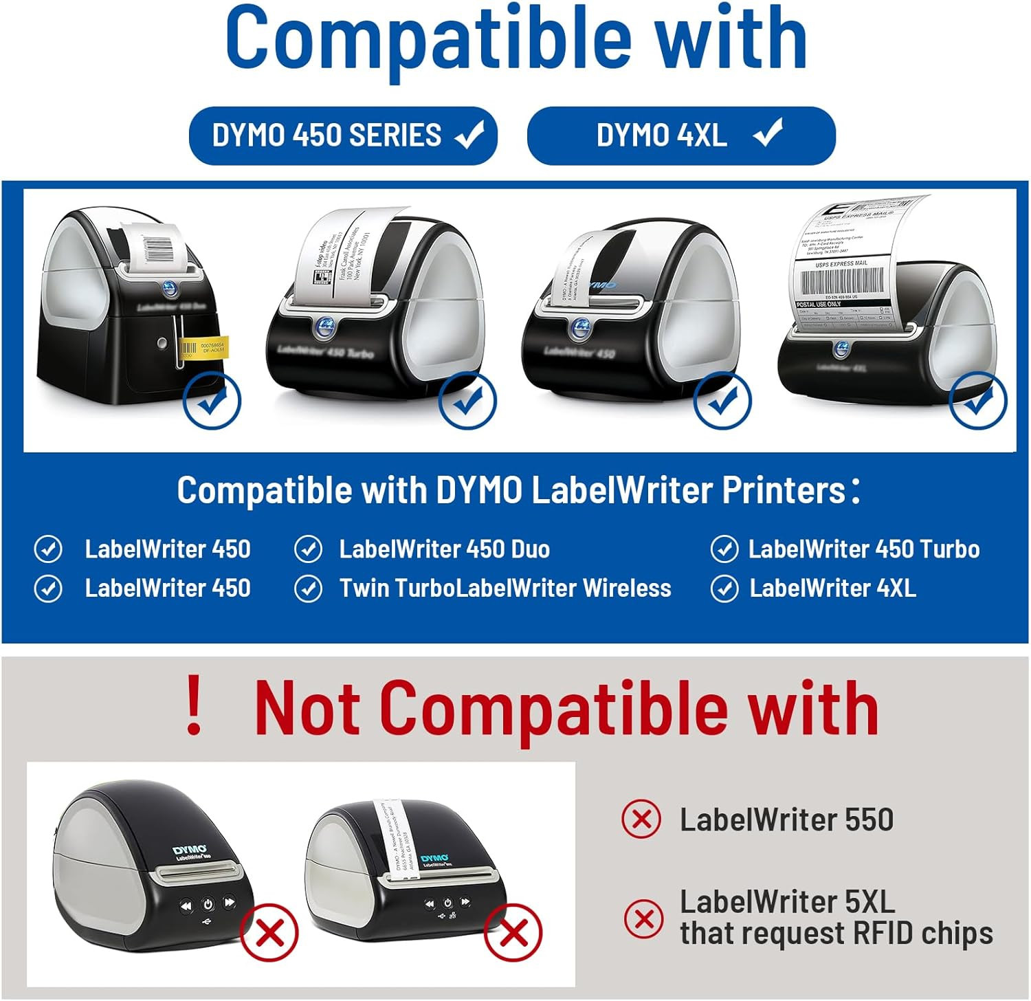 7500 Compatible DYMO 30332 Square Label 1″ x 1″ for QR Codes, Multipurpose Label