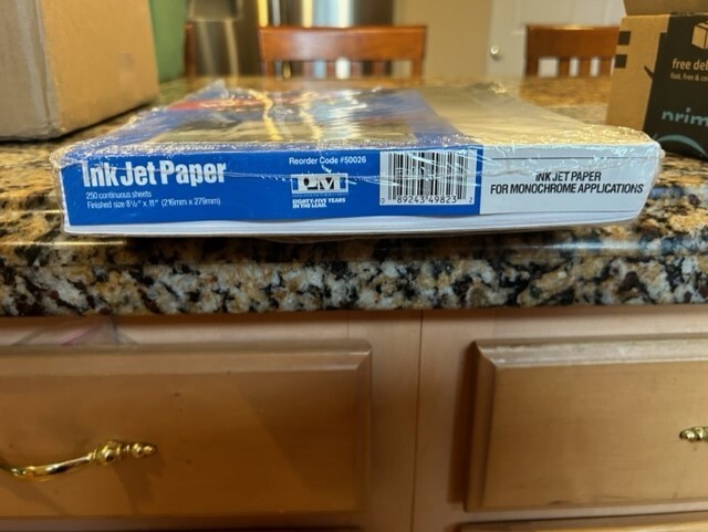 Printer Ink Jet 19 HolePunche 250 Continuous Sheets 9.5×11 Paper Manufacturer Co