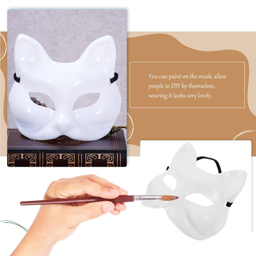 4PCS Blank Masks DIY White Mask Fox Unpainted Animal Masquerade Costume