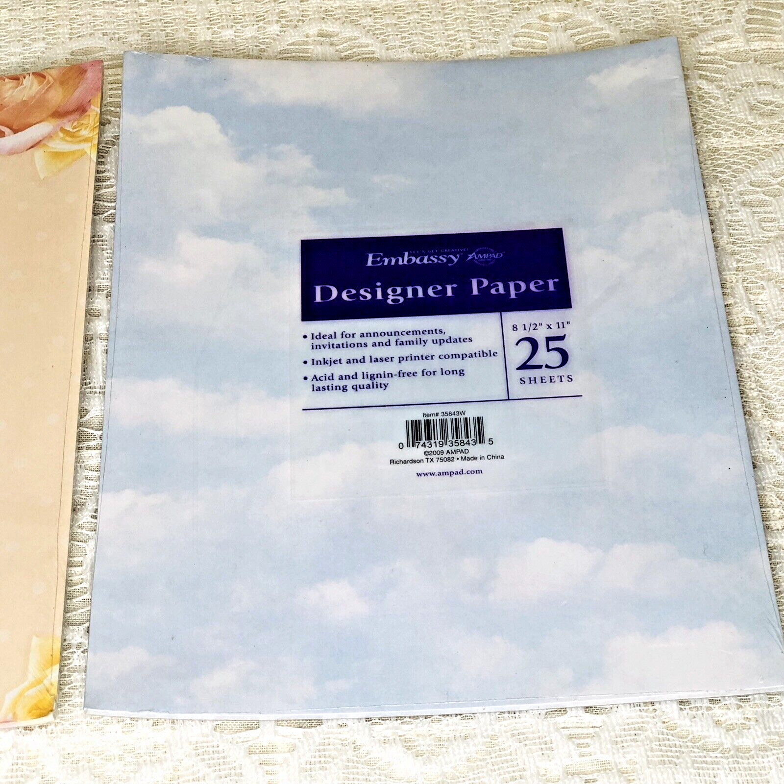 Embassy Designer Printer Paper 25 Sheets 8.5×11 Inkjet Laser Drawing 2 Pack NEW