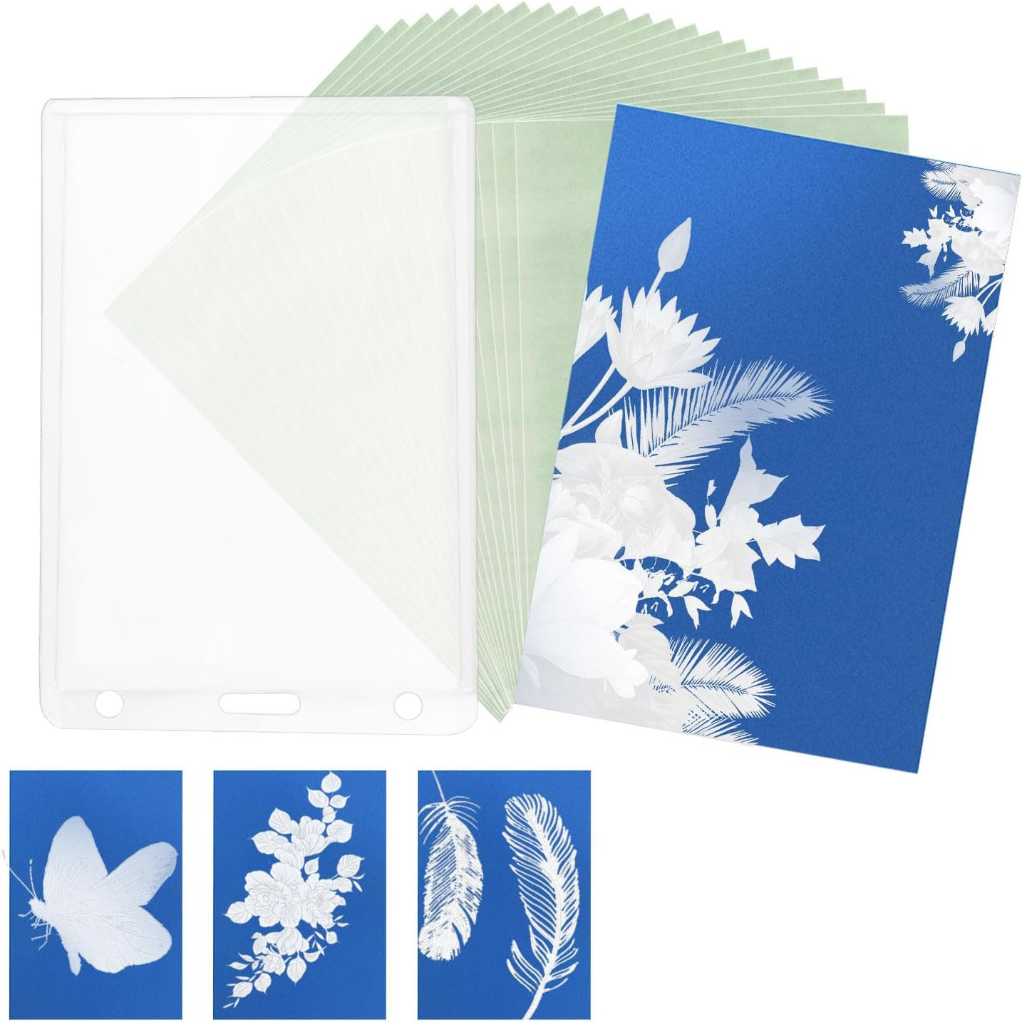 24 Pcs Sun Print Paper Kit, A7 Cyanotype Paper & Folder High Sensitive Solar