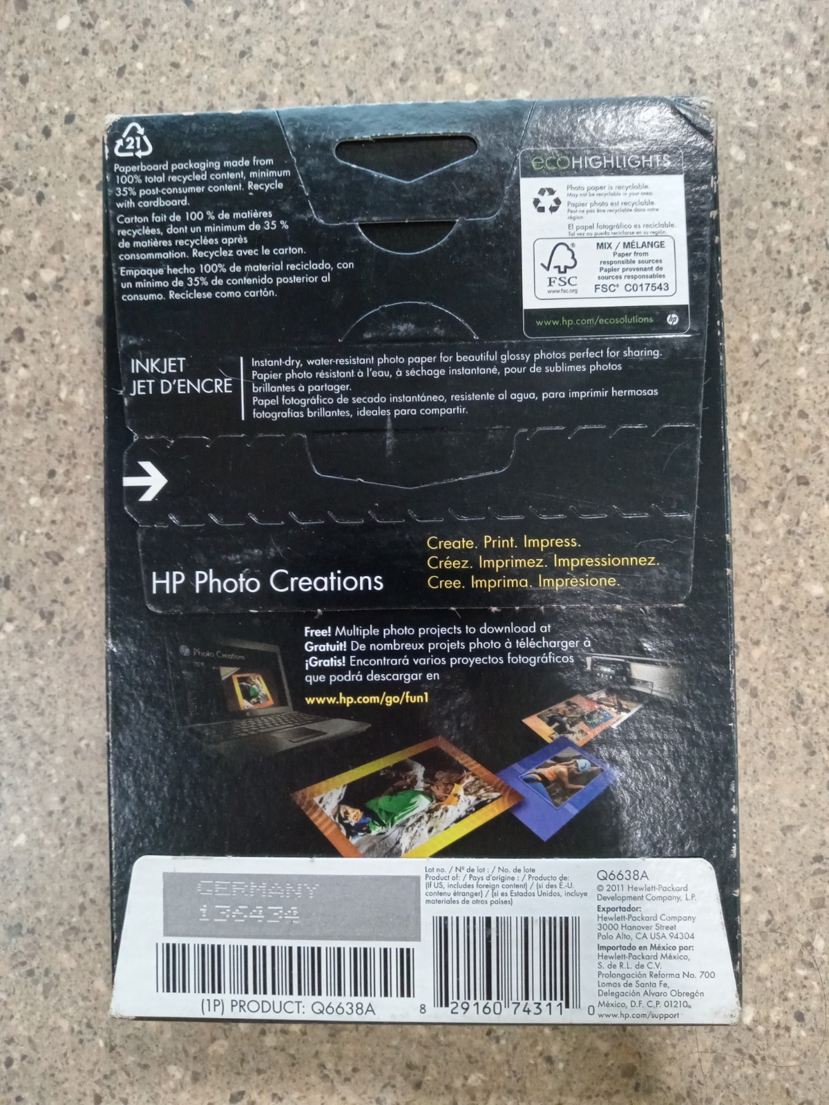 2 Hewlett Packard Q6638A 4 x 6 inch Glossy Printer Paper – 100 Sheets Each