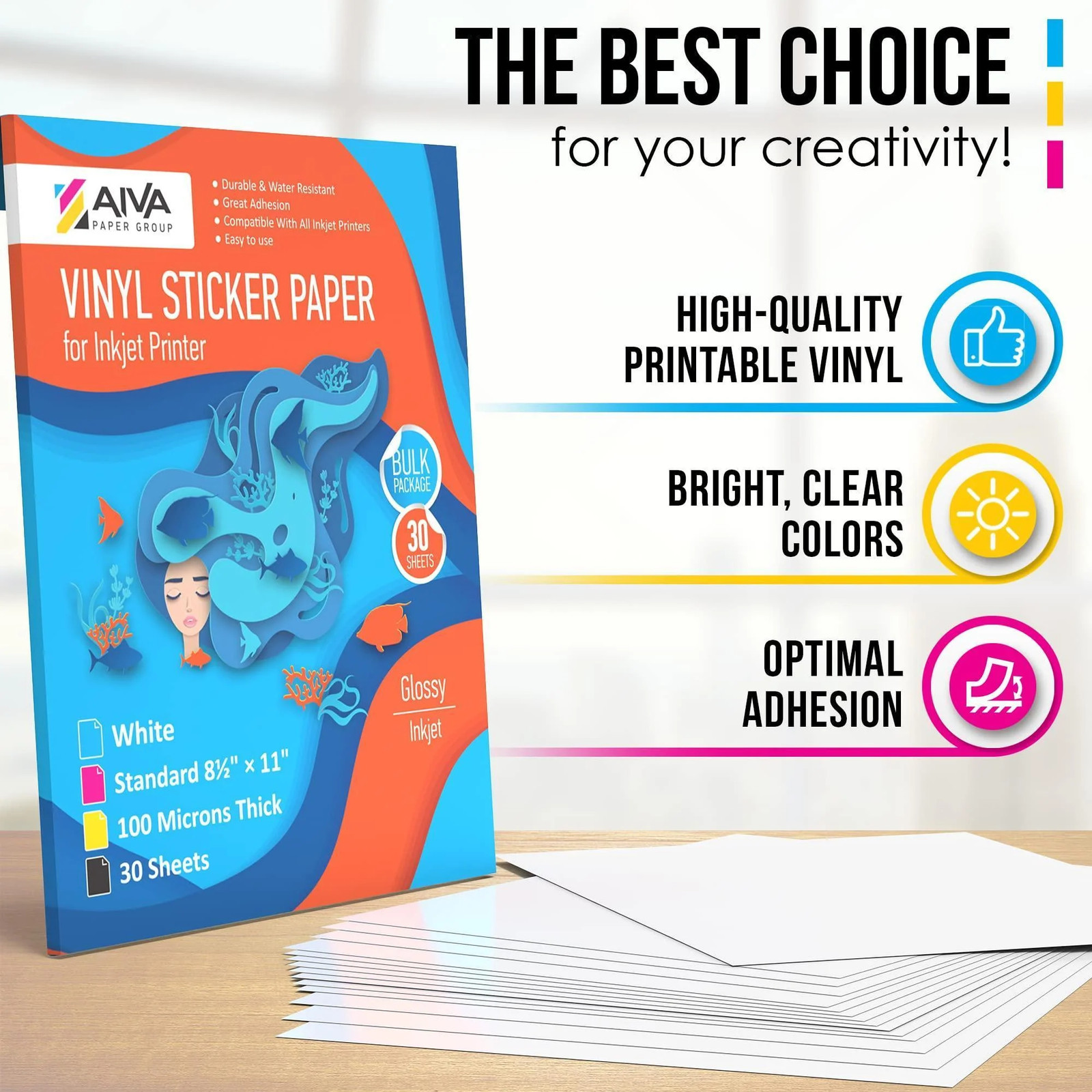 Printable Vinyl Sticker Paper Waterproof Decal Paper for Inkjet Printer 30