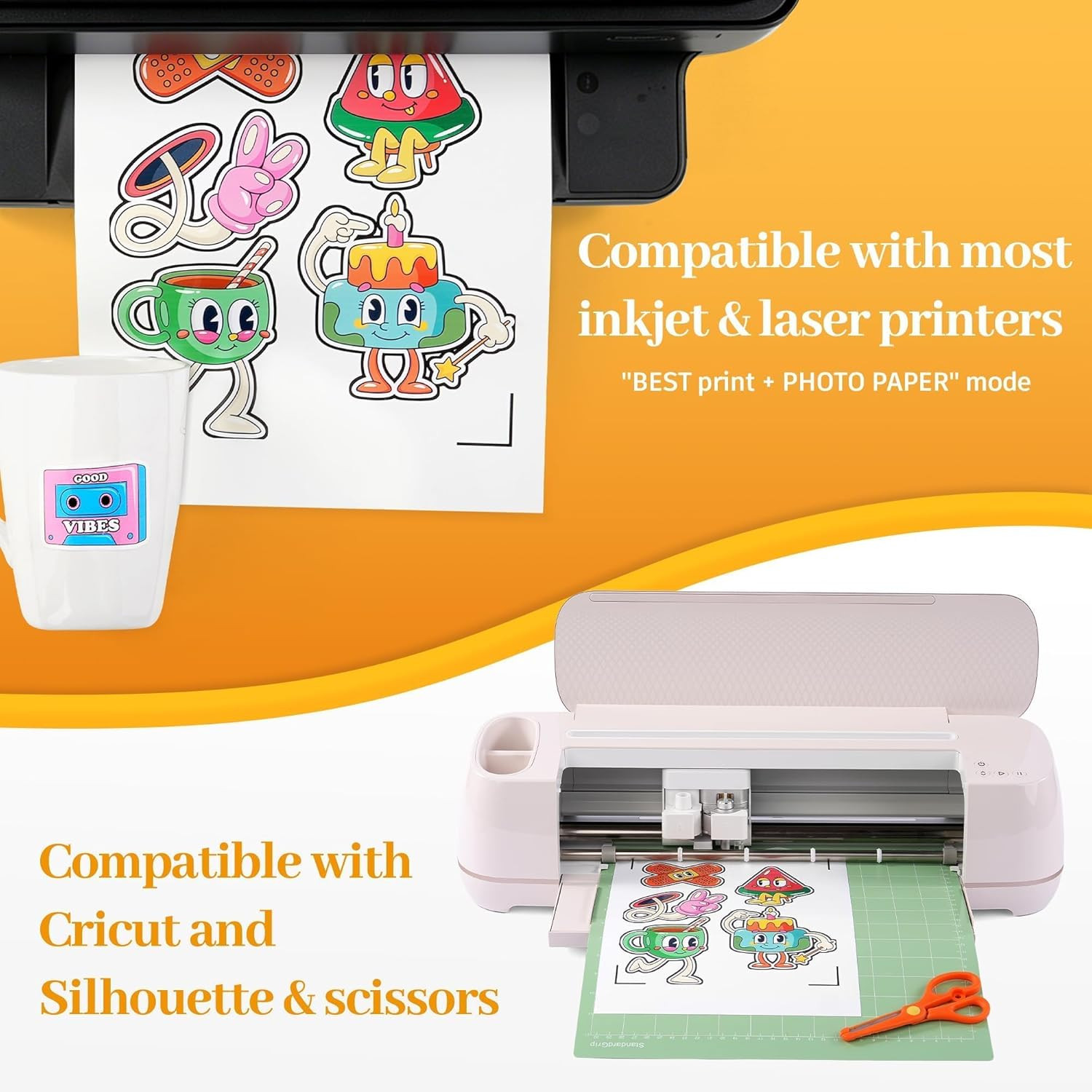 Printable Vinyl Sticker Paper for Inkjet & Laser Printer – Matte White Waterproo