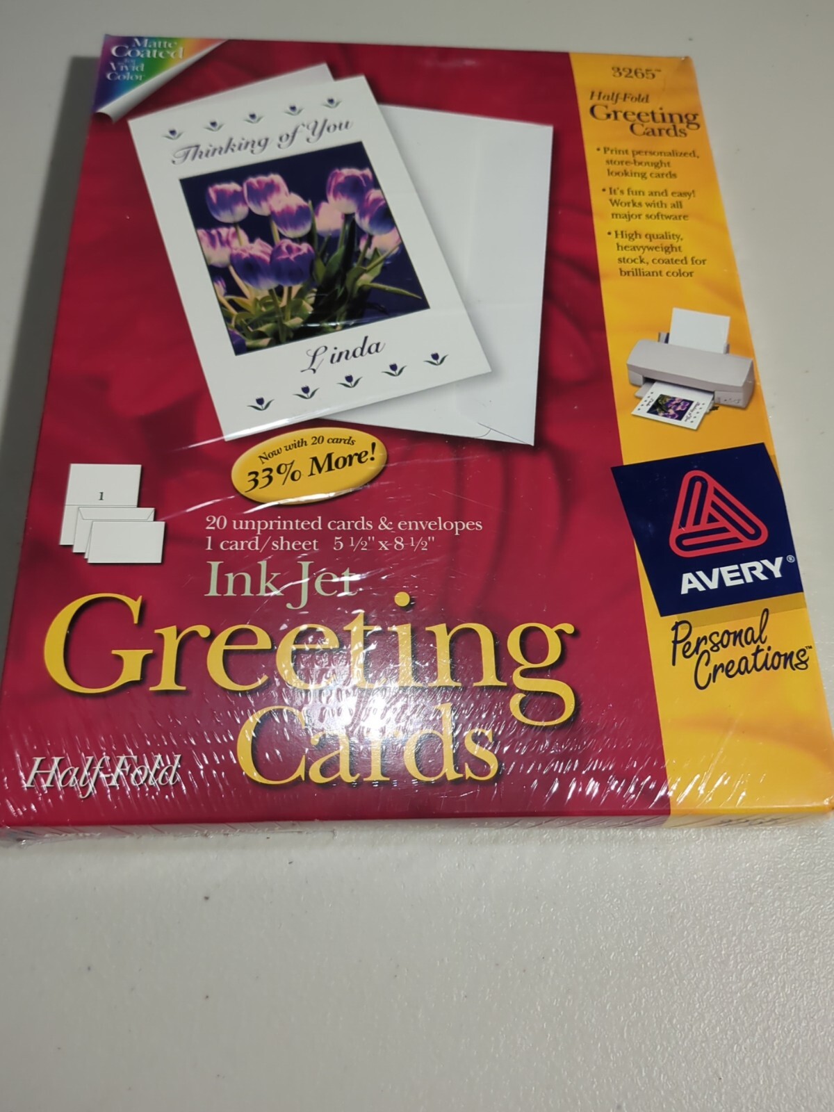 Avery 3265 Ink Jet Greeting Cards Half Fold 5 1/2″ x 8 1/2″ NEW