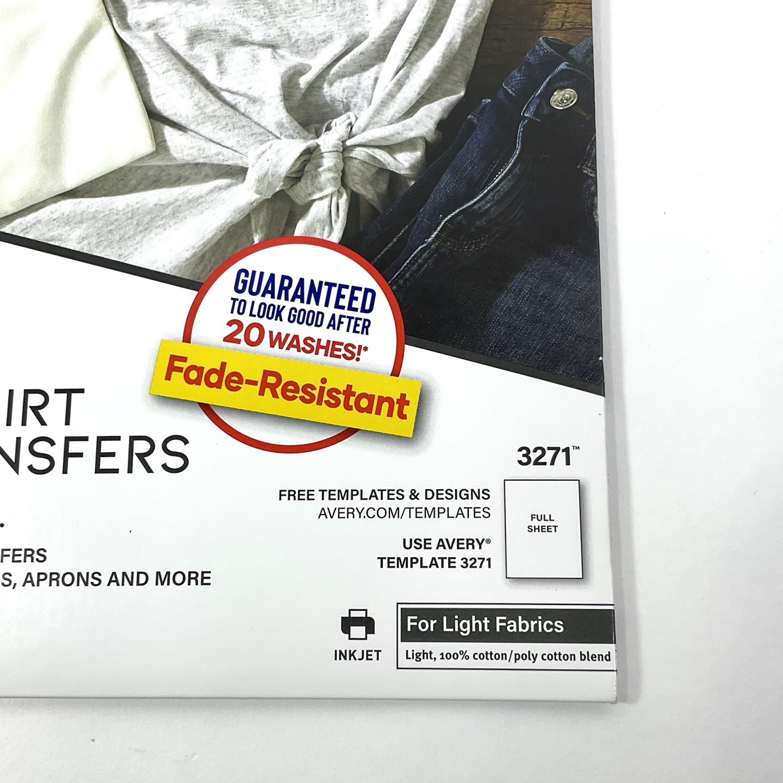 Avery 3271 Iron-On Ink Jet T-Shirt Transfers 6 Sheets LIGHT 8.5″ x 11″ SEALED