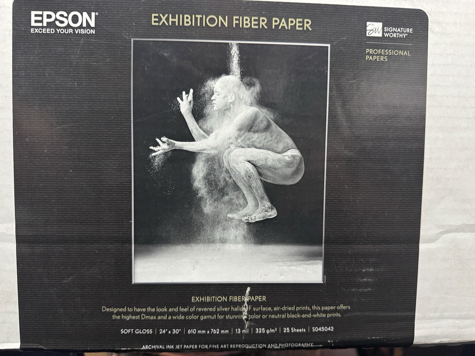 Epson Exhibition Fiber Paper (24 x 30″, 25 Sheets)- Soft Gloss. new in torn box