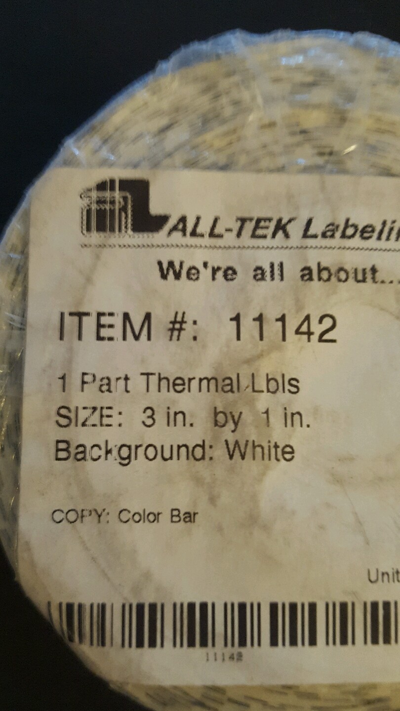 All-Tek Labeling Systems Thermal Labels 3inx1in #1142 White Background 2630/rl