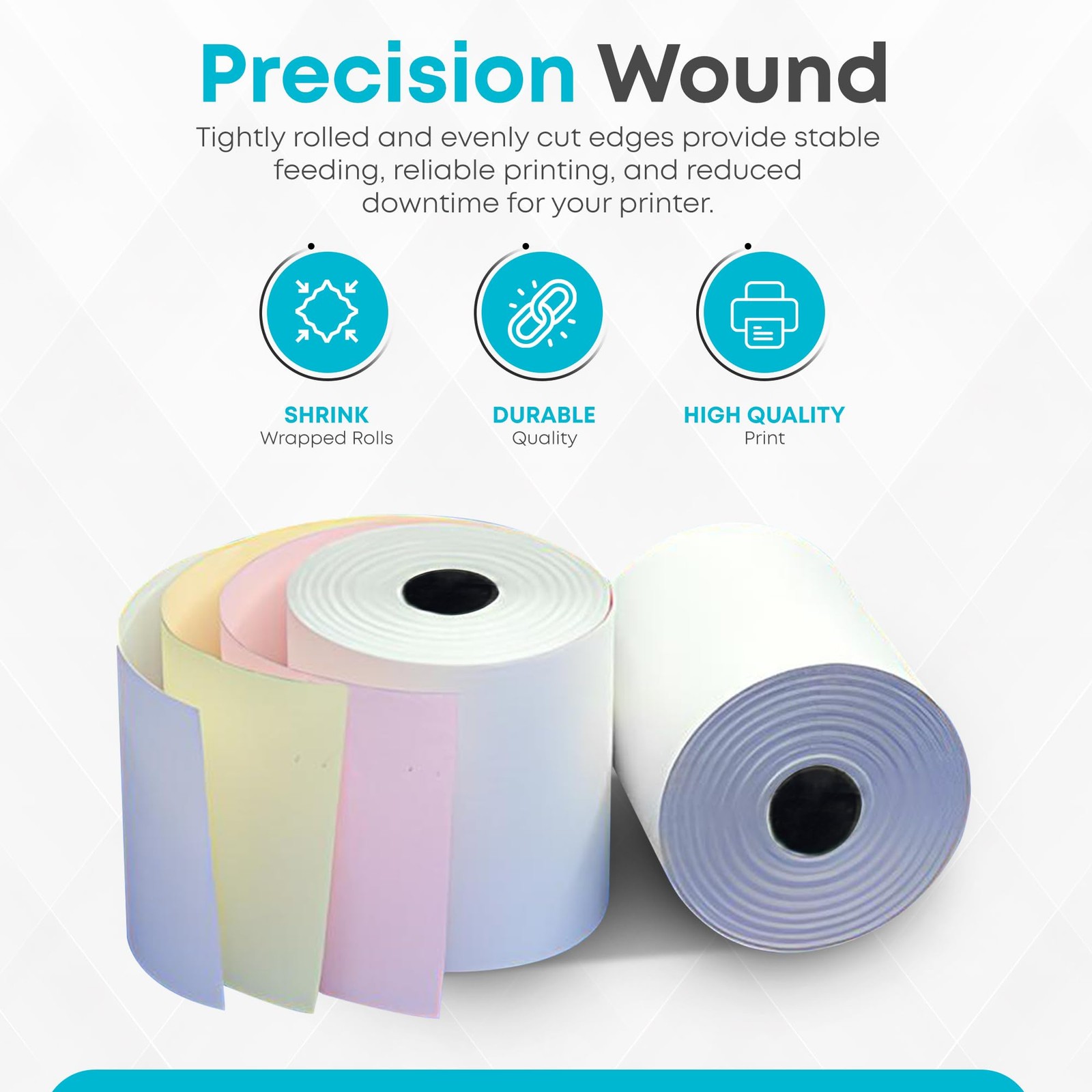 (32 Rolls) 3 Ply Kitchen Printer Paper White/Canary/Pink