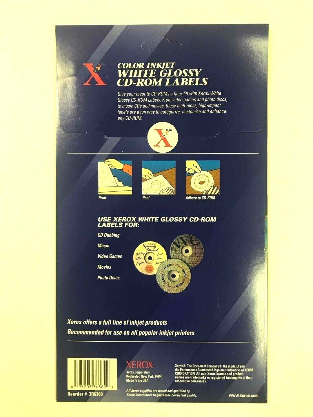 New, 5 Sheets/10 Labels Color Inkjet White Glossy CD-ROM Labels, Water Resistant