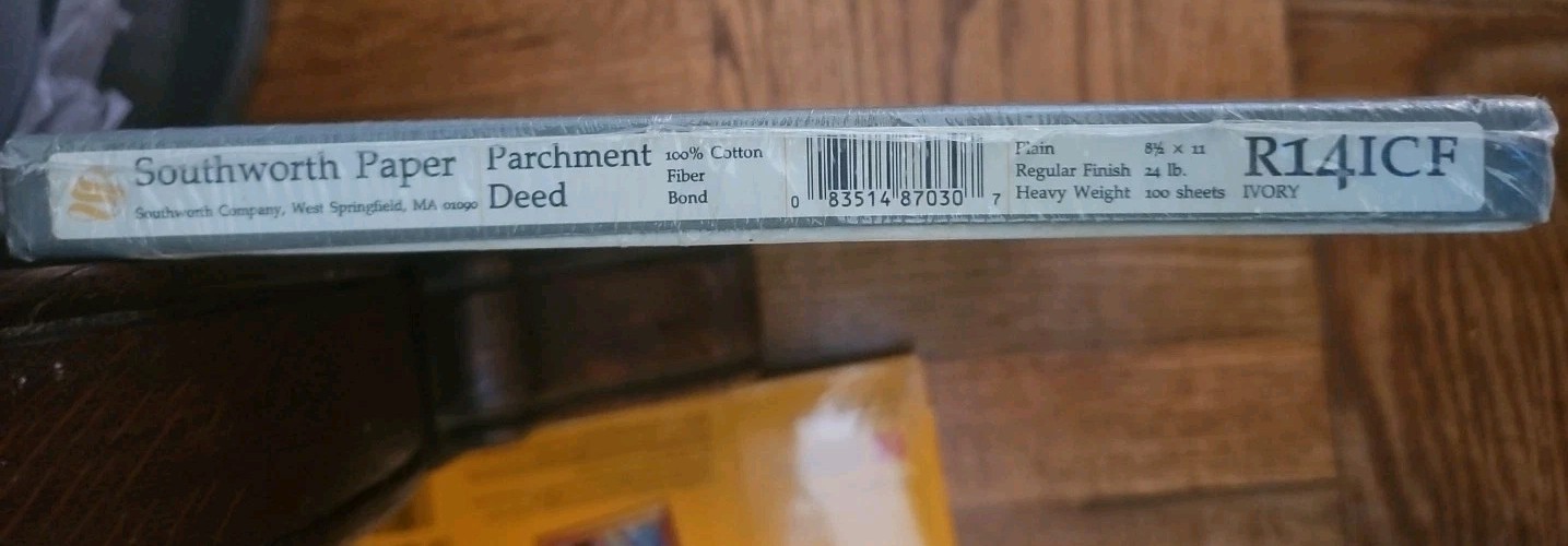 Southworth R14ICF Resume Paper Sealed Vintage Stock “Parchment Deed”