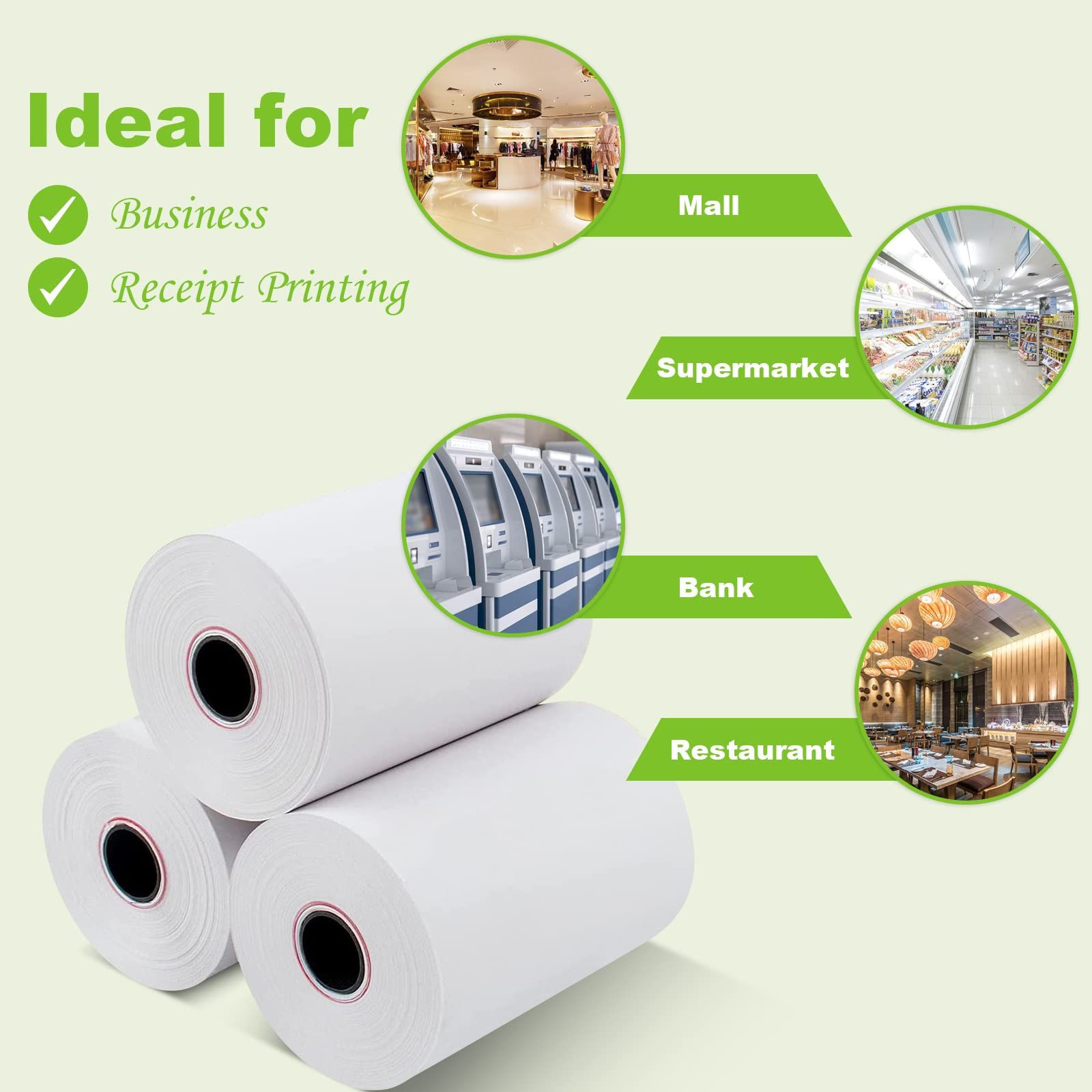 MFLABEL 2-1/4″ x 50′ Thermal Paper Rolls – 100 Bulk 2 1/4″ x 50′, White