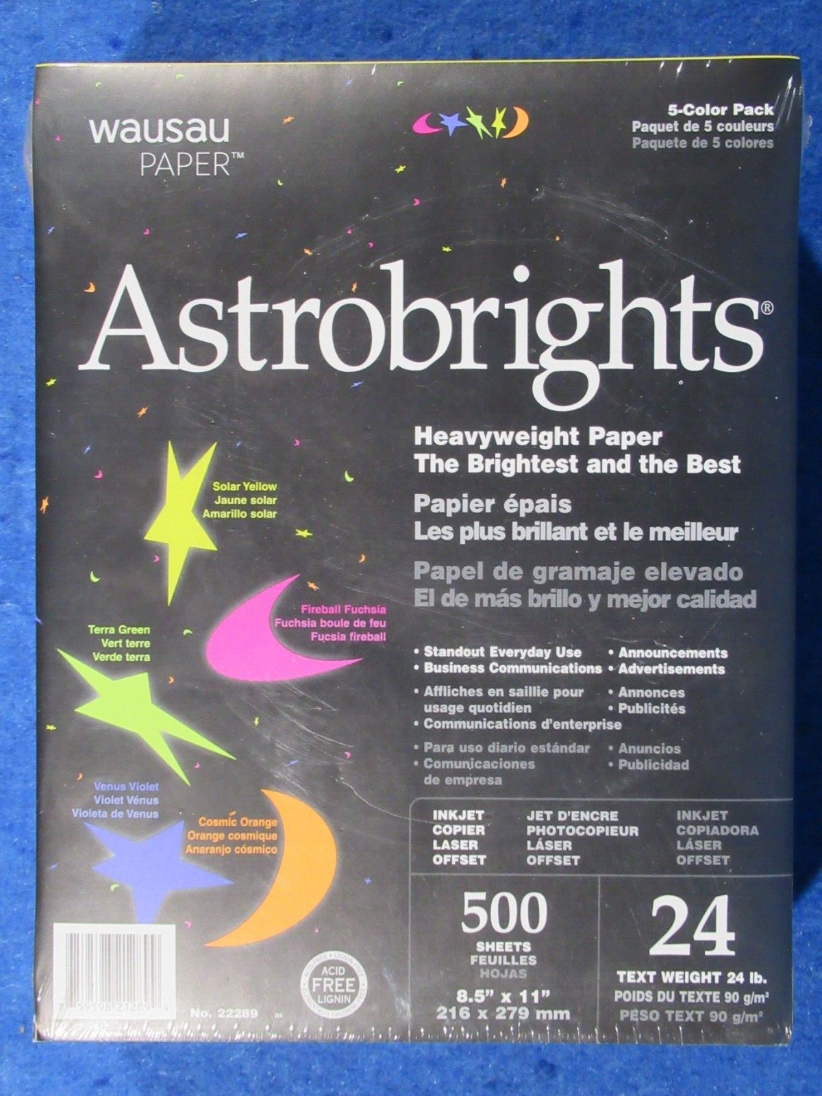 Astrobrights 24 Lb Color Paper, 8.5 X 11″ Bright Assortment, 500 Sheets, 5 Color