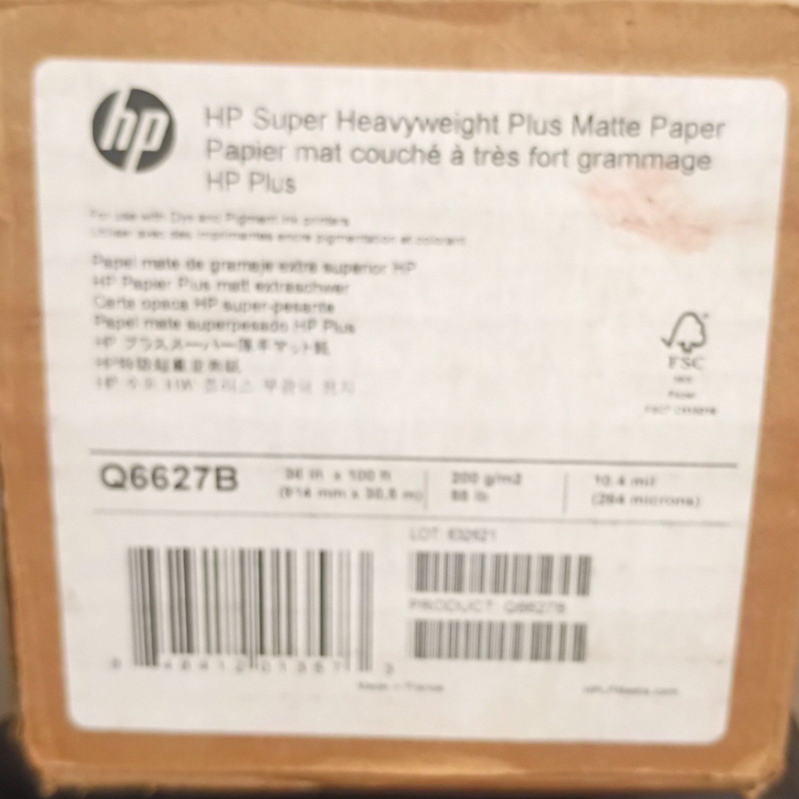 HP Super Heavyweight Plus Matte Inkjet Paper 36 in x 100 ft 200 g/m2 White