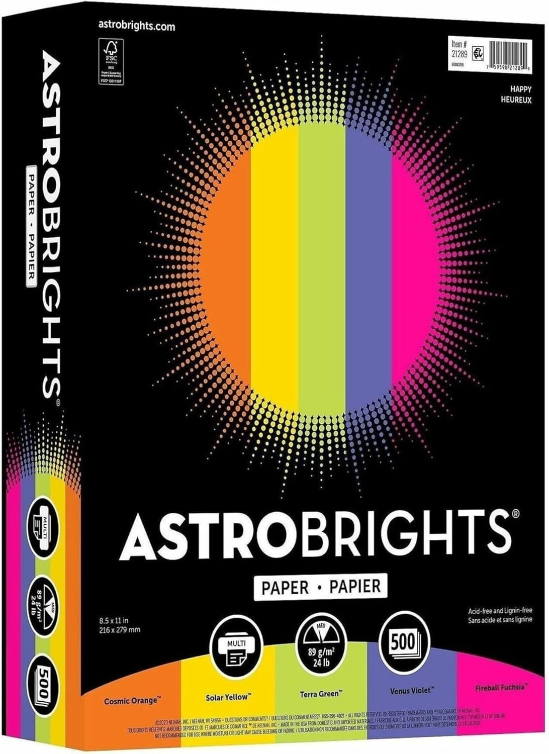 Astrobrights Bright Color Paper 8.5×11”, 24 lb, 500 Sheets for Vibrant Printing