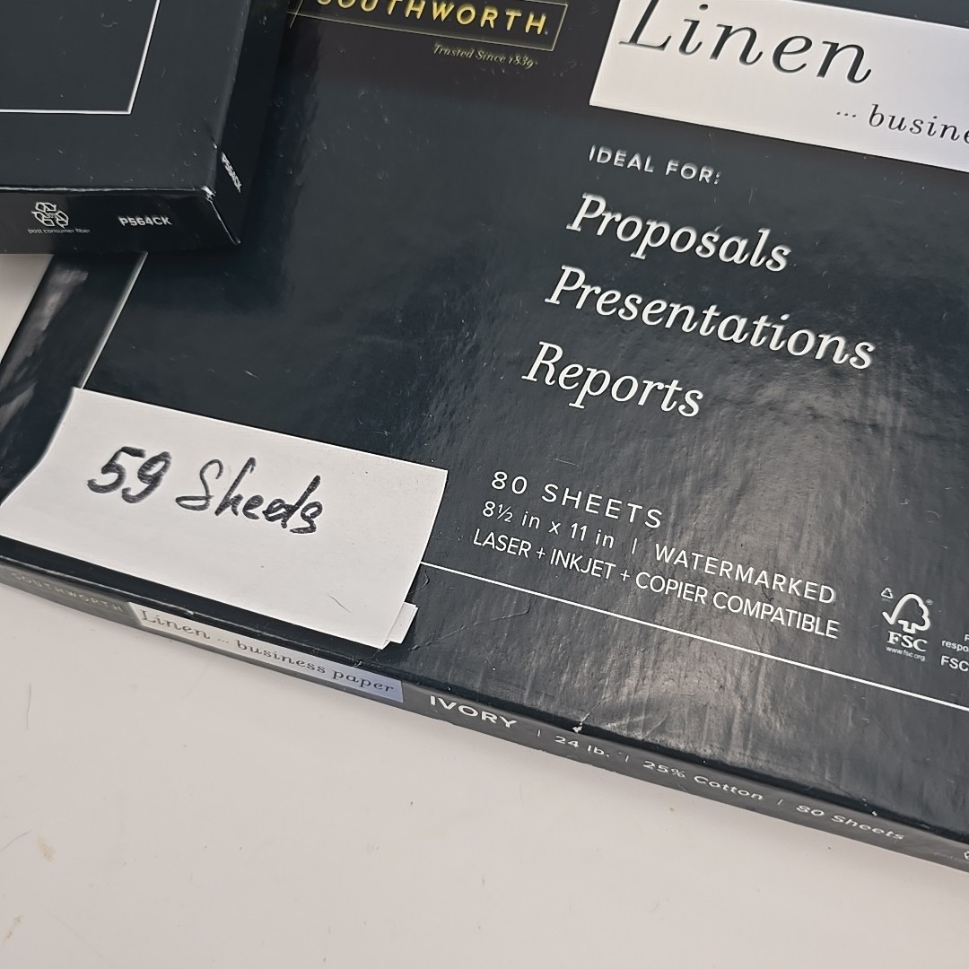 Lot of … Southworth Company 24Lb. White and Yvory Linen Business Paper