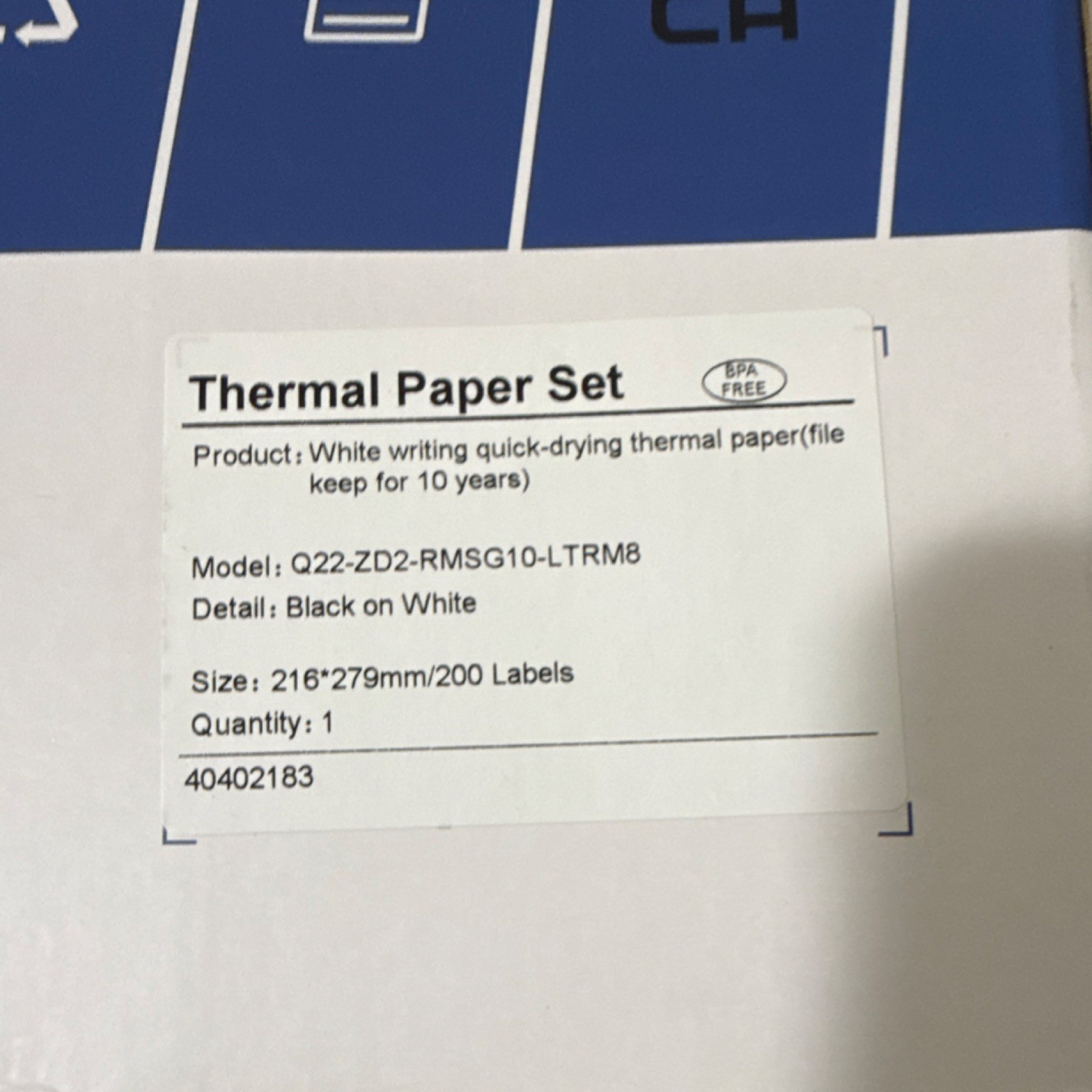 Thermal Printer Paper Letter Size 8.5×11 in White 200 Sheets Q22-ZD2-RMSG10-LTR…