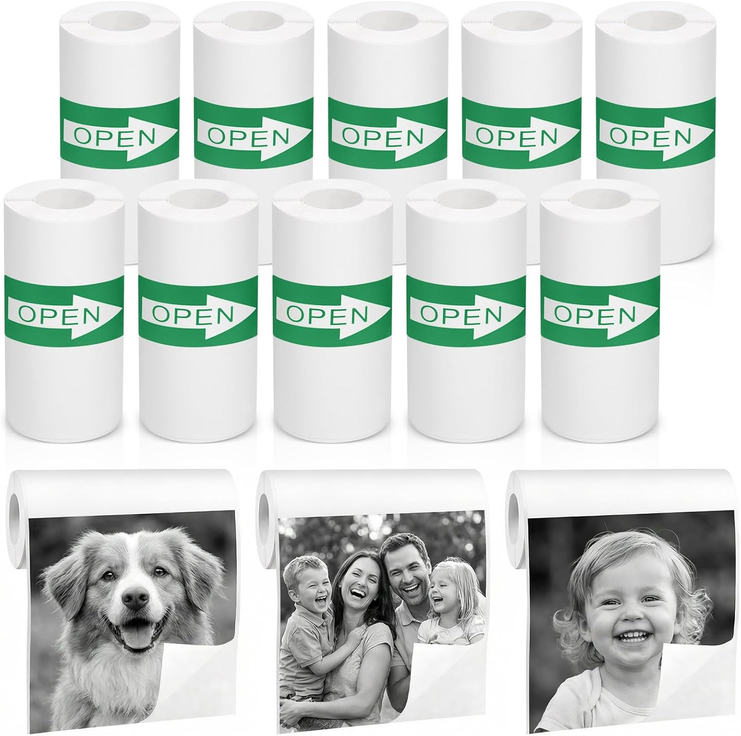10 Rolls Mini Thermal Sticker Paper 57x25mm Self-Adhesive for Pocket Printers