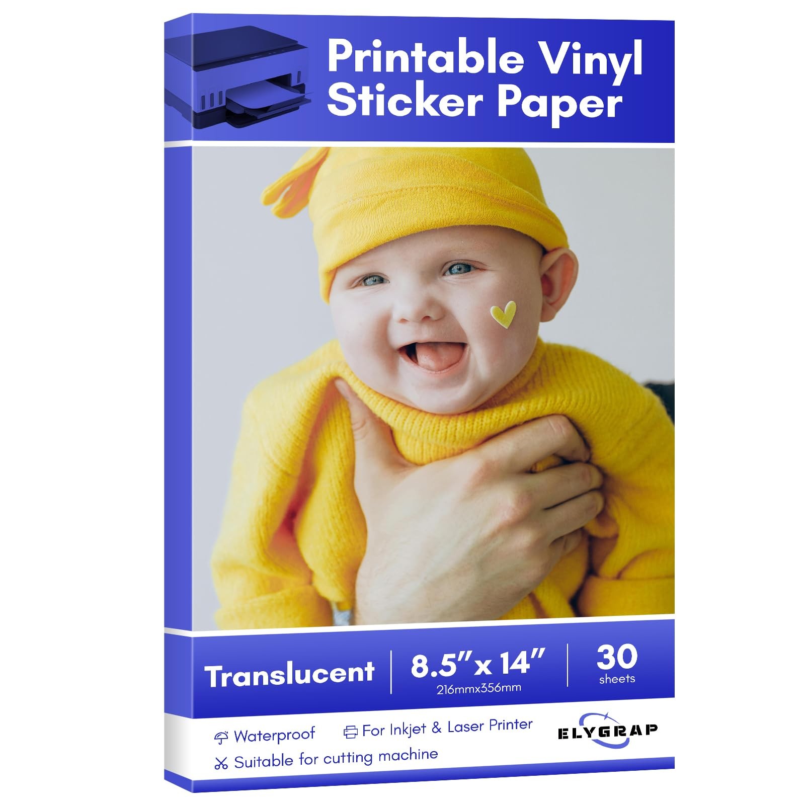 30Pack 8.5×14 inch Printable Clear Transparent Vinyl Sticker Paper for Inkjet…
