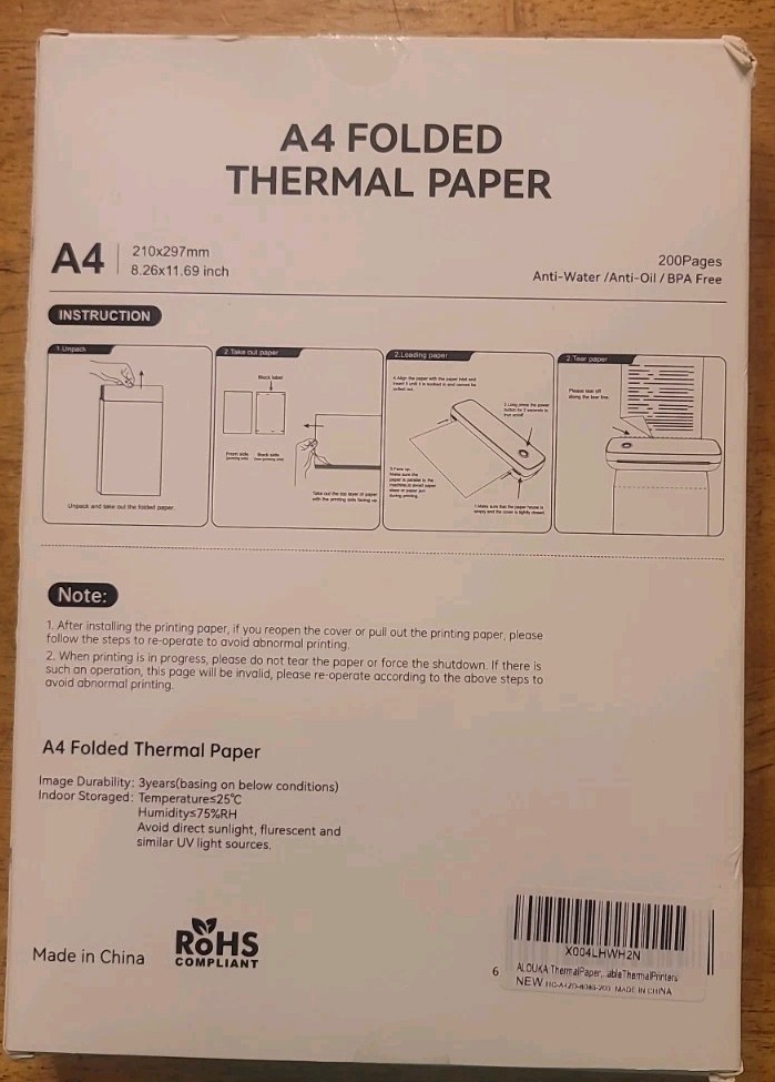 2x–A4 Thermal Paper 200 Sheet Each Fanfold Printing Paper for Thermal Printer