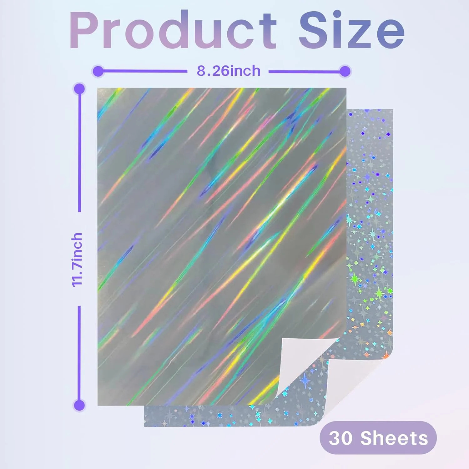 30 Sheets Holographic Sticker Paper for Inkjet&Laser Printer, Printable Vinyl St
