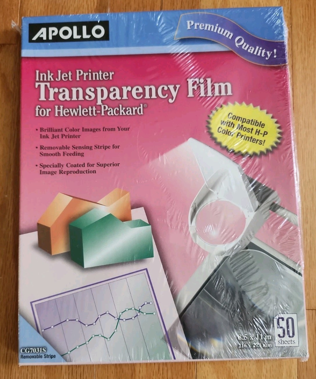 APOLLO TRANSPARENCY FILM FOR HP 8.5″ X 11″ CG7031S 50 Sheets NEW