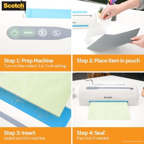 Scotch LS851G Self-Sealing Laminating Pouches, 9.5 mil, 2 7/16 x 3 7/8, Business