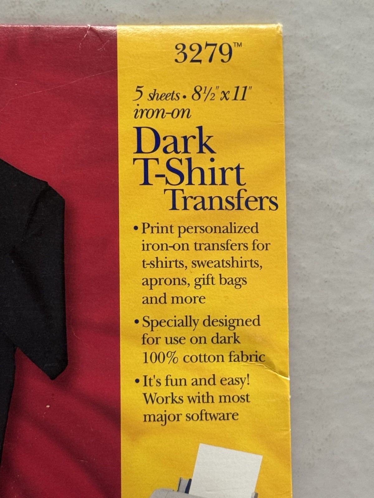 Avery 3279 Printable T-Shirt Iron-On Transfers Dark Fabrics Inkjet 8.5”x11”