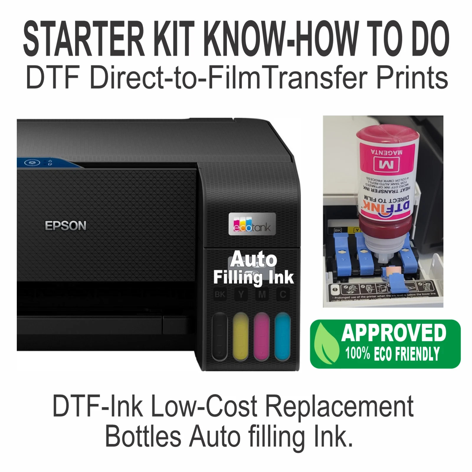 Epson Printer with DTF ink plus Heat Press 12″x15″ T-Shirt Maker Bundle/