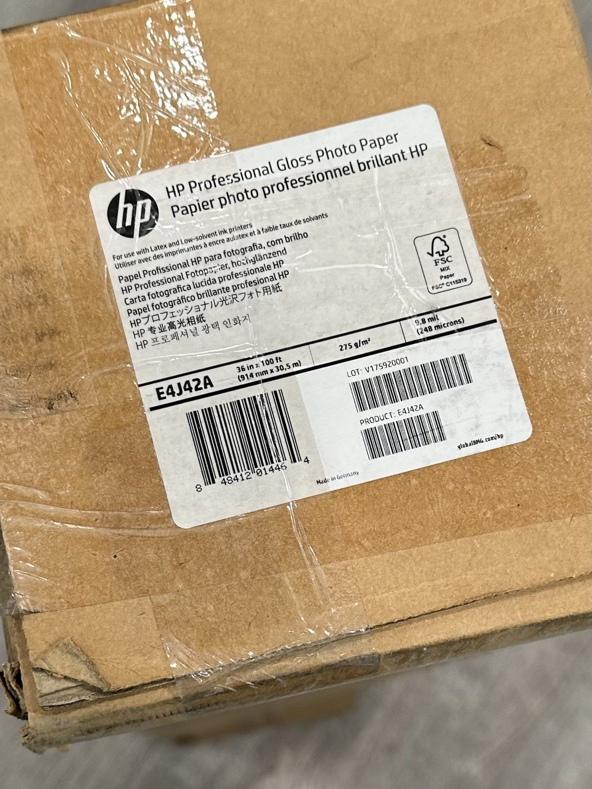 HP Professional Gloss Photo Paper – 36in x 100ft – 1 Roll (E4J42A) *Brand New*