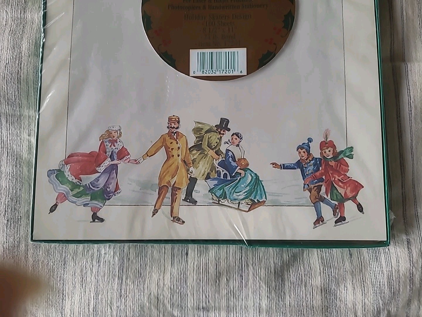 NOS Vintage Z GRAFIX 8.5×11″ Holiday Papers Letterhead Ice Skaters Christmas