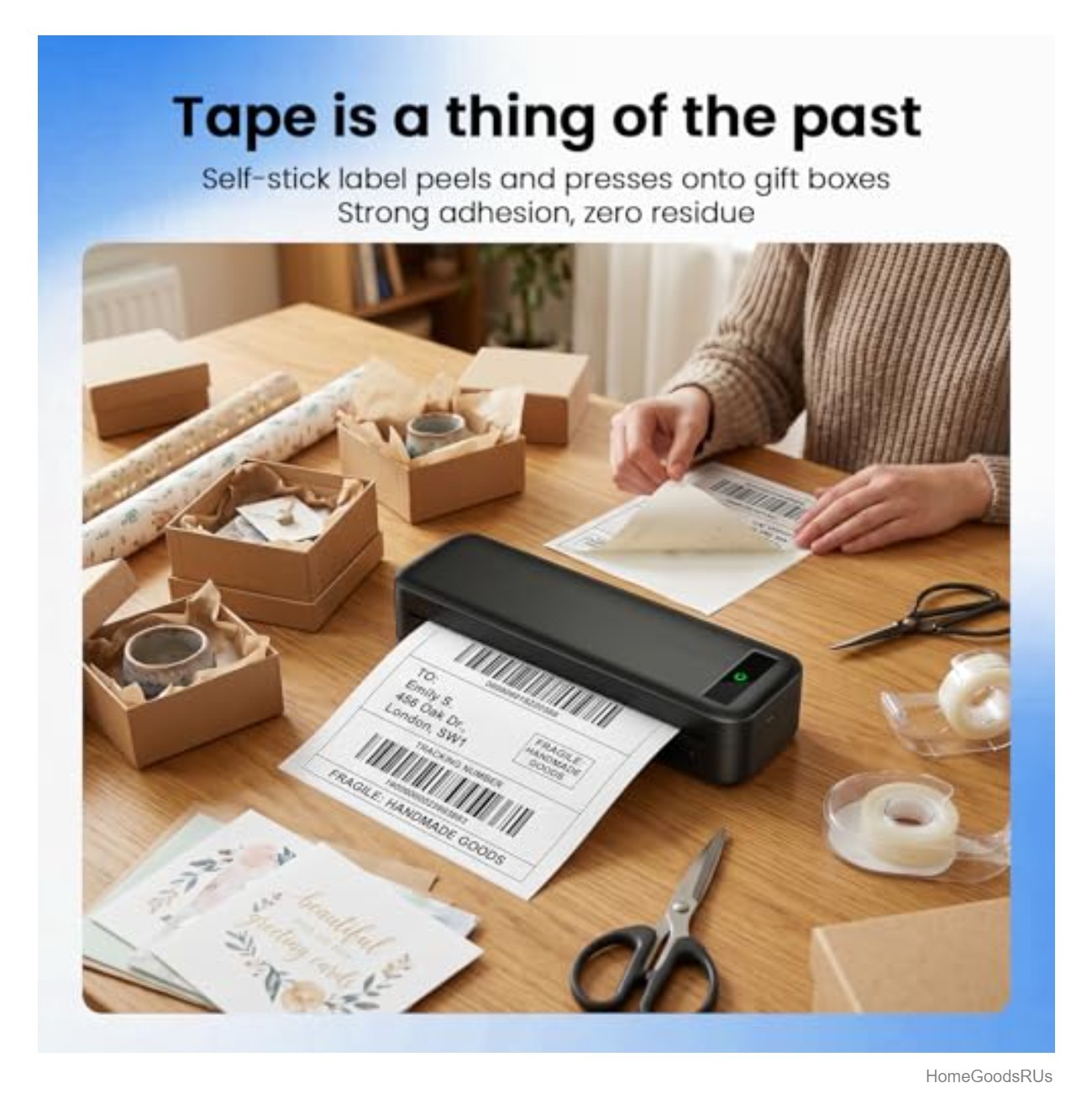 Adhesive Thermal Paper 8.5×11 Letter Size 100 Sheets Peel and Stick Shipping