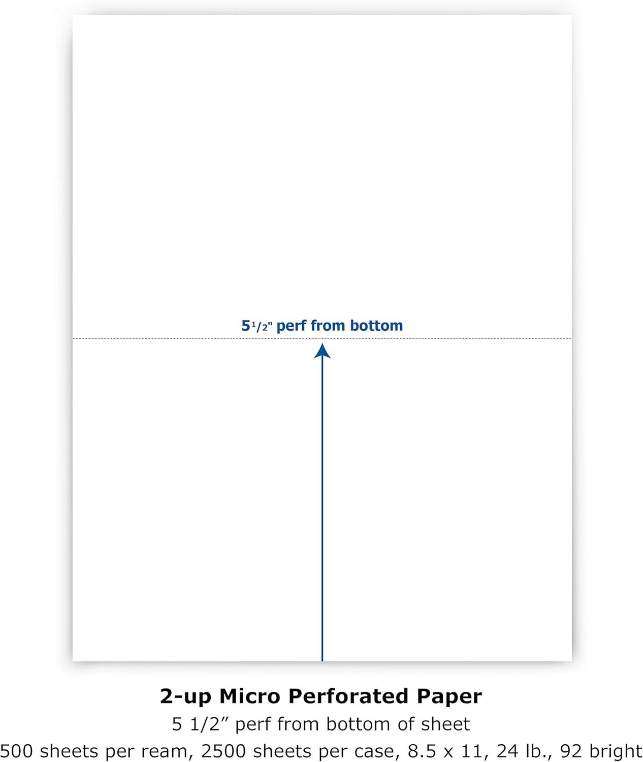 Professional Half Sheet Perforated Paper – 2500 Sheets 8.5” x 11” – USA Made
