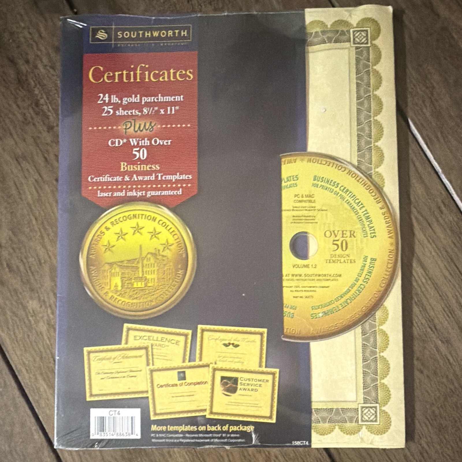 Southworth Certificates Awards & Recognition Gold Parchment 24lb 8.5×11 25ct CT4
