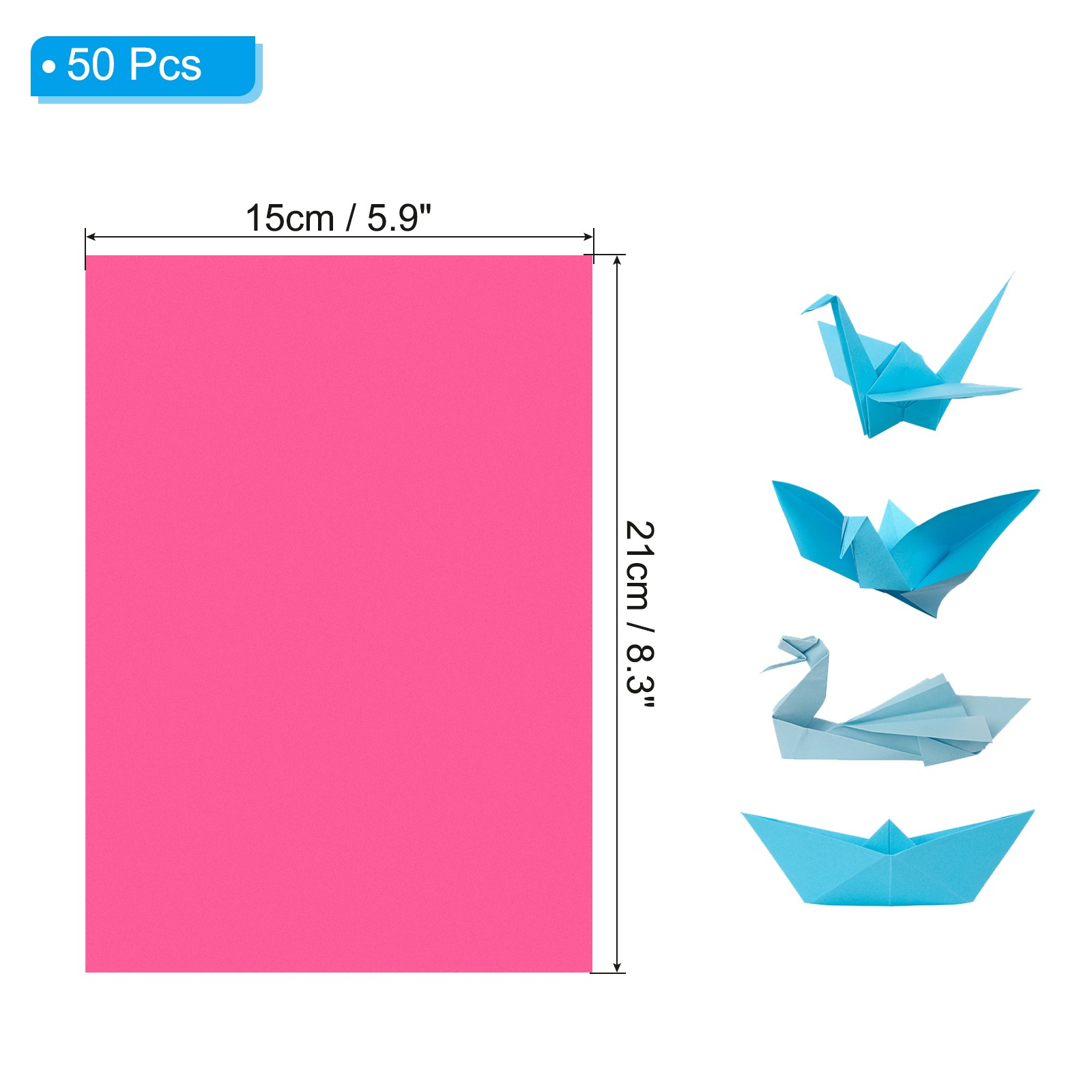 Fluorescent Rose Red Color Copy Paper, 50 Sheets 8.3×5.9″ A5 70gsm