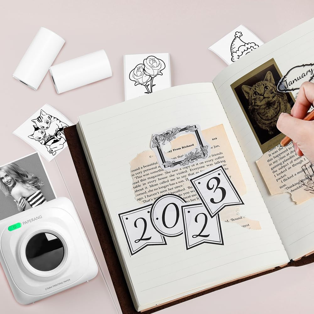 Thermal Sticker Paper 57x30mm 6 Rolls Self-Adhesive Mini Pocket Printer Inkless