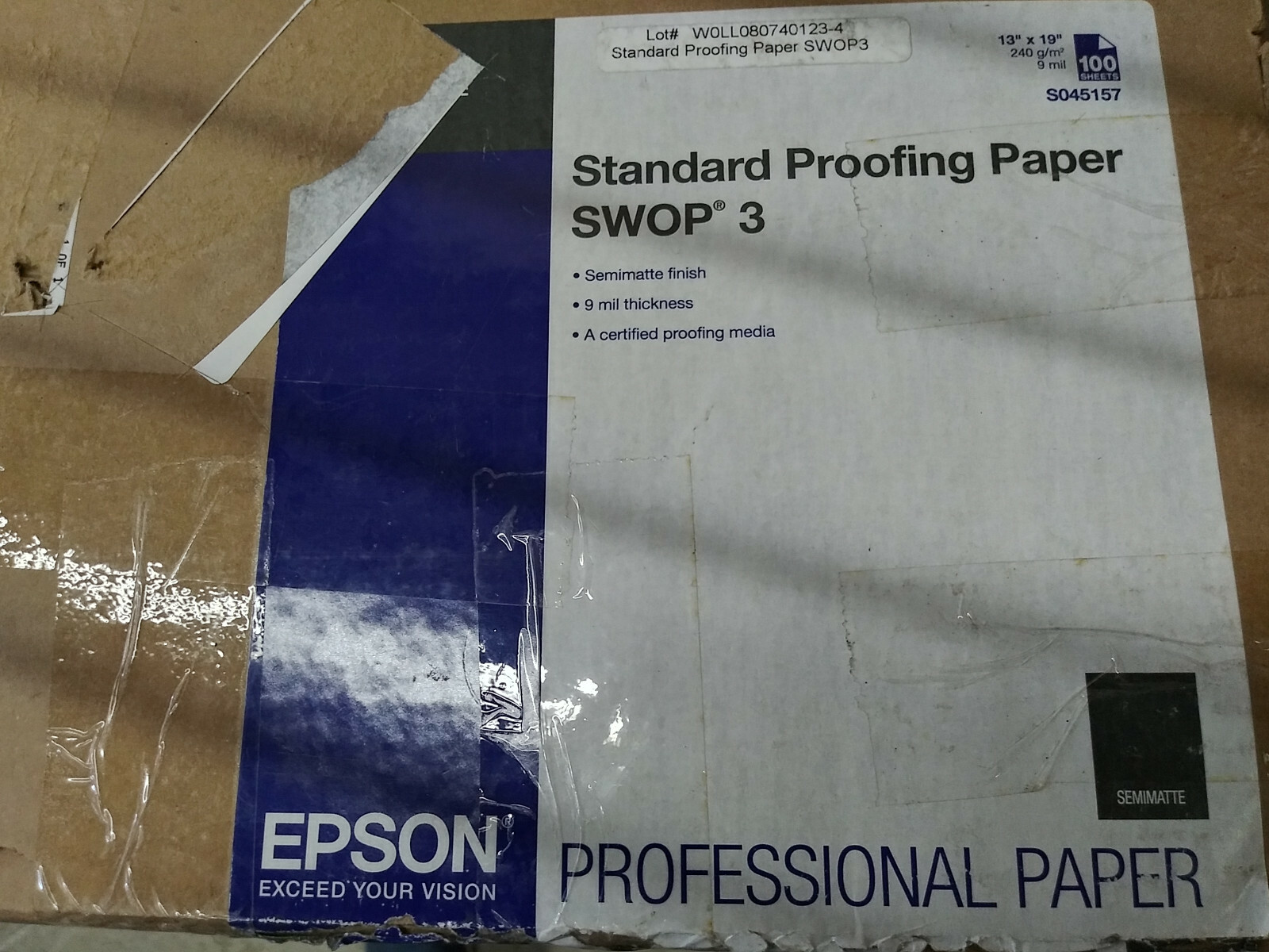 Epson S045157 Standard Proofing Paper SWOP3, Semimatte, 13″ x 19″, 100 sheets