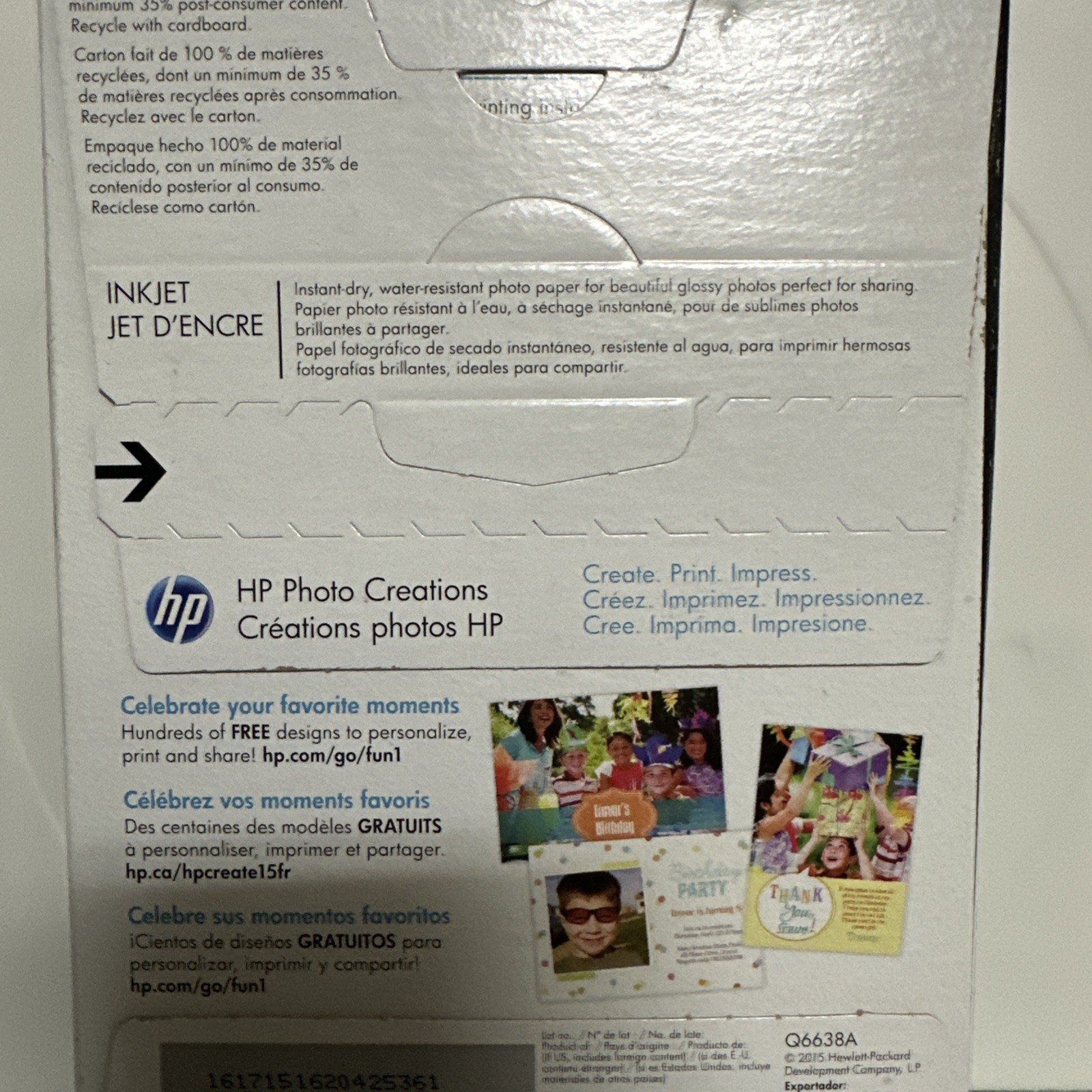 Hewlett Packard Q6638A 4 x 6 inch Glossy Printer Paper – 100 Sheets