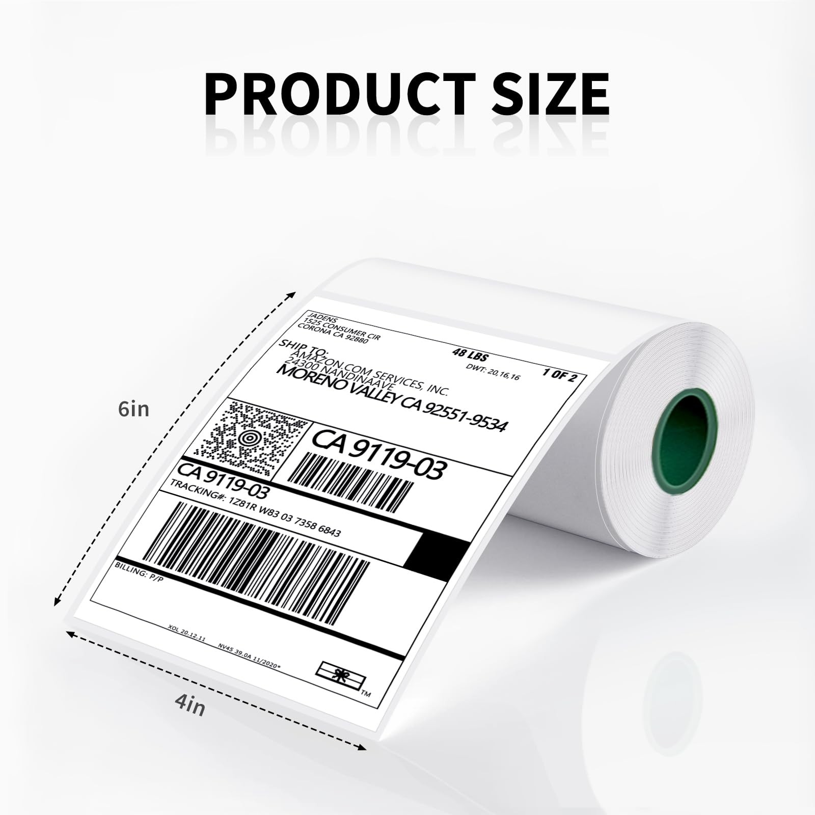 JADENS 2 Rolls Thermal Label Paper, 4×6” Compatible with C10 white