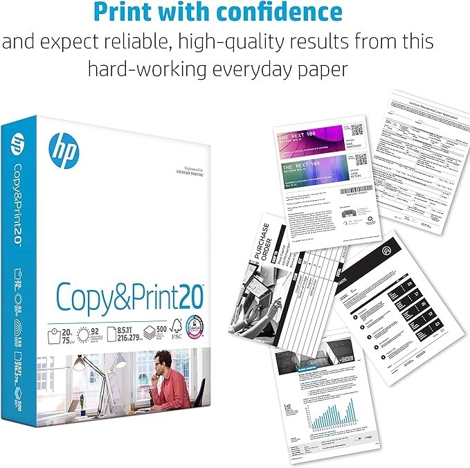 HP Printer Paper Office 20 8.5 x 11 Copy Print Letter Size 1 Ream 500 Sheets
